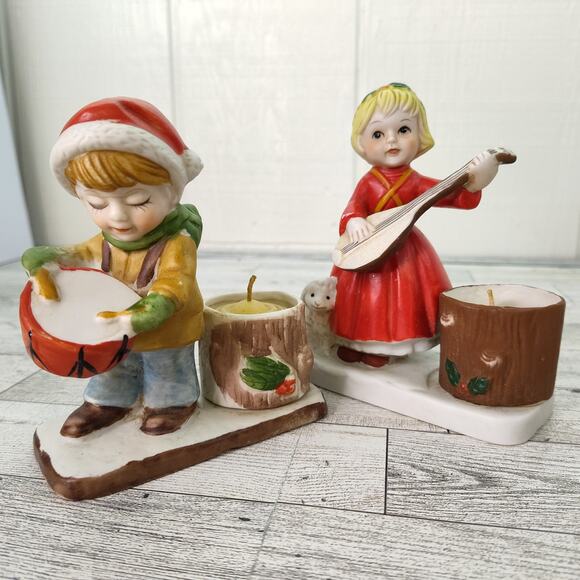 Verona‎ Vergasi Christmas Tea Light Candle Holder Pair Porcelain 5